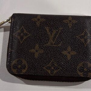 Auth Louis Vuitton Zippy Coin Purse M60067 Round zipper Monogram Brown Wallet
